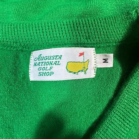 Vintage Augusta National Golf Shop Sweater Women M Green Masters V-Neck USA RARE - Picture 7 of 8